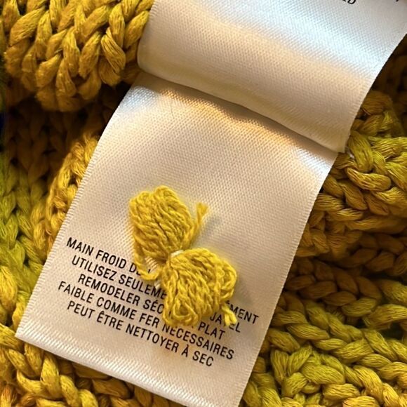 Anthropologie Mustard Yellow Crochet Ruffle Off Shoulder Sweater - Size Small - Picture 10 of 13